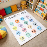 3.3x4ft Calming Corner Classroom Rug Educational Sensory Emotion Feelings Carpet Reading Corner Items Rug Soft Fluffy Mental Health Rugs Washable Non Slip Carpet Floor Mat for Playroom School Nursery