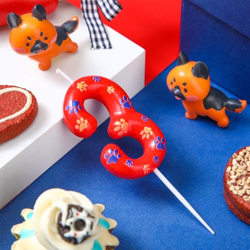 Conelist Number 3 Dog Paw Birthday Candles Dog Toppers Candles Numeral Birthday Cake Topper Boy Girl Paw Party Decoration Party Supplies