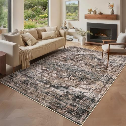 GarveeHome 6x9 Rugs for Living Room Washable Area Rug Brown