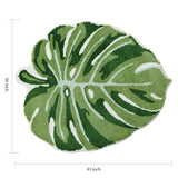 Panstar Green Leaf Kids Rug, Monstera Shaped Rug for Bedroom Bathroom Non Slip Microfiber Tufted Plant Large Bath Mat Boho Home Decor Large Size 43"X36"