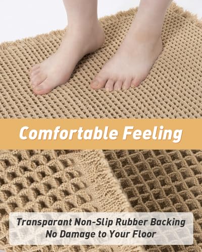 Upgraded Waffle Bath Mat Set of 2 Absorbent Non Slip Bathroom Mat 17" x 24"