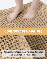Upgraded Waffle Bath Mat Set of 2 Absorbent Non Slip Bathroom Mat 17" x 24"