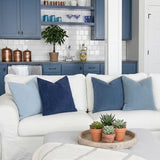 Decorative Corduroy Throw Pillow Covers 20x20 Inch Blue Ocean