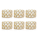 Pack of 6 Gold Crystal Tea Light Candle Holders