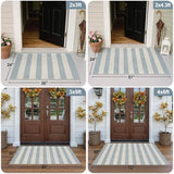 OJIA Washable Outdoor Rug 3'x5', Blue/White/Tan Outdoor Area Rug Entryway Rugs Indoor Door Mat Front Porch Rug Cotton Small Checkered Rug Floor Carpet for Entry/Patio/Bedroom/Living Room