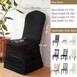 Fanfanwin 4 Pcs Black Chair Covers Ruched Swag Back Stretch Spandex Fitted Banquet Chair Covers with Foot Pockets for Wedding & Event Decor
