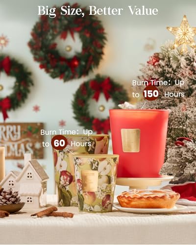 M&SENSE Apple Crumble Soy Candle, 14.1oz, Autumn Baking Thanksgiving Gifts