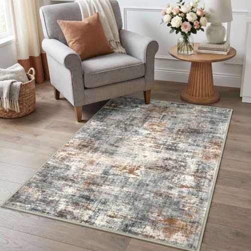 Abstract Washable Entryway Rug 3x5 Area Rug Non Slip Kitchen Rugs