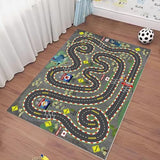 Kids Rug Car Rugs for Kids Toy Cars Play Mat City Life Road Rug for Cars Fun City Map for Carpet for Bedroom Boys (Wilderness Speed, 31 * 47 inches)