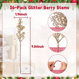 HOHOTIME 36Pcs Christmas Glitter Berries Stems, 9.5 Inch Artificial Christmas Tree Picks for Christmas Tree Decorations Ornaments DIY Crafts Vases Holiday Wedding Home Xmas Decor(Champagne)