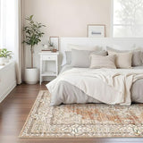 9x12 Washable Area Rug for Living Room - Non-Slip Rugs Terracotta Beige
