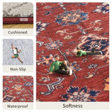 Oriental 2x12 Runner Rug Vintage Hallway Runner Rug Non Slip Machine Washable Stain Resistant Rugs for Bedroom Bedside Kitchen Entryway Burgundy Red Carpet Runners