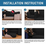 H.VERSAILTEX 4 Piece Stretch Sofa Covers for 3 Cushion Couch Bundles Armless Futon Cover, Black