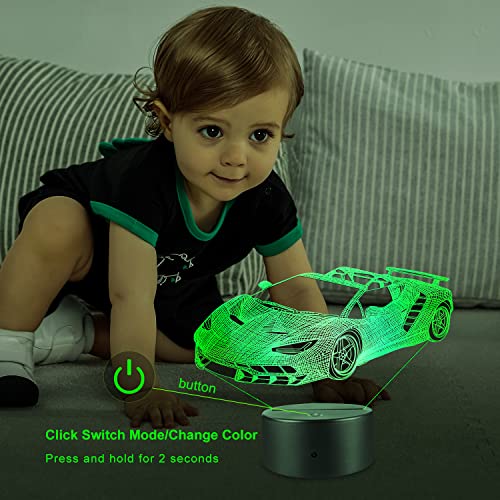 FlyonSea Race Car Gifts,Car Lamp Party Supplies 7 Color Changing Nightlight with Touch and Remote Control（Timer,Cars Light Birthday Christmas Gift