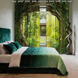 Enchanted Forest Blackout Curtains, 84 X 52 Inch, 2 Panels | Green Spring Tree Butterfly Scenic Nature, Woodland, Grommet Window Drapes, For Bedroom Living Room