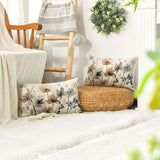 AVOIN colorlife Poppy Flowers Chinoiserie Pillow Covers 12x20 Inch Set of 2