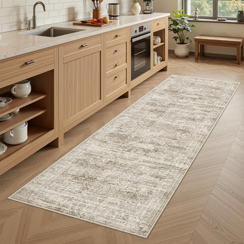 Soalmost Runner Rug 2x6 Washable Kitchen Hallway Runners Non-Slip Brown