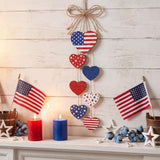 Capoda 4th of July Wood Hanging Decor Rustic Heart Patriotic Wreath Hanging Sign 250th Anniversary Independence Day Double-sided Wooden Wreaths, Labor Day Wall Decoration for Home Indoor Outdoor