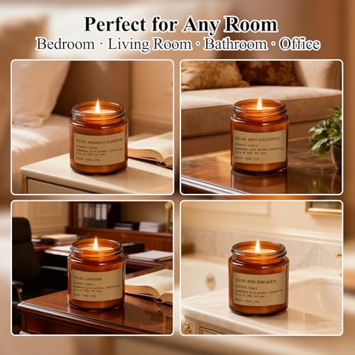 Scented Candles Gift Set,12 Pack Aromatherapy Candles for Home Scented, Aromatherapy Jar Candle Gifts for Women, Natural Soy Wax Amber Candle Set, Scented Candles Set for Birthday Present