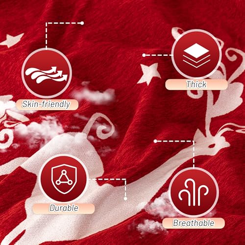 MYSKY HOME Christmas Couch Cover Sofa Cover, Couch Covers for 3 Cushion Couch Sofa Pet Friendly, L Shaped Couch Cover, Sectional Couch Covers Non Slip Furniture Protector for Kids, Dogs, 71"x134", Red