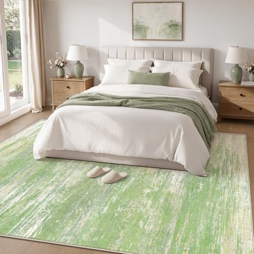 Washable Rug 5x7 Area Rugs for Living Room Soft Non Slip Green