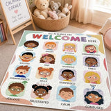 Calming Corner Rug Classroom, Calm Down Corner Rug 4 X 3.3 Ft, Soft Chart Emotion Mental Health Floor Mat for School Bedroom Playroom