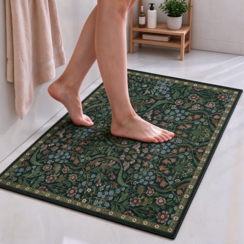 Washable Non-Slip Small Area Rug 16x24, Also a Pet Feeding Mat or Door Mat