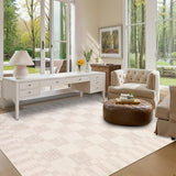 GarveeHome Beige Checkered Rug 5x7 Area Rugs Washable Checkerbroad 5x7 Rug