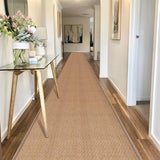 20ft Natural Jute Hallway Runner Rug Non Slip Washable, Rubber Backed Long Khaki Indoor Entryway Runner, Absorbent Kitchen Carpet Sink Rug