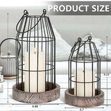 Rustic Wire Metal Cloche Set of 2 Candle Lantern Decorative Indoor Outdoor