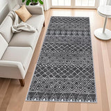 4x8 Modern Hallway Runner Rug:Moroccan Machine Washable Carpet Black