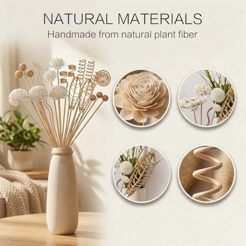 21 Pcs Reed Diffuser Flower Sticks Set, Decorative Sola Flowers Reeds Diffusers Stick Refill for Replacement