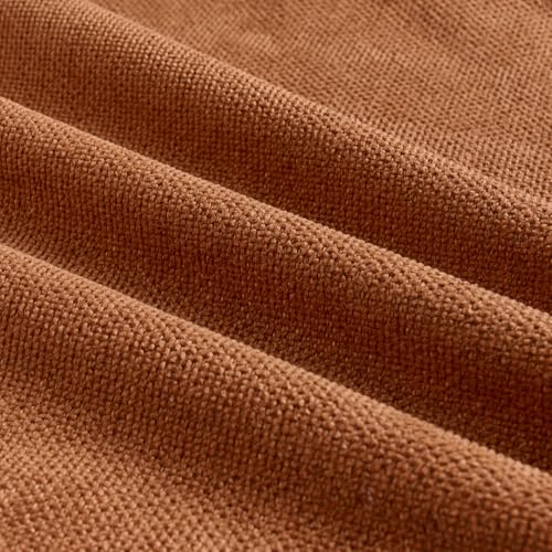 Fancy Homi Set of 2 Small Rust 14x14 Inch Soft Chenille Decorative Throw Pillow Covers with Flange Edge, Square Neutral Modern Boho Textured Cushion Case Home Decor for Couch Sofa Bed Living Room
