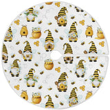 Spring Gnomes Bee Tree Skirt 36" Yellow Honey Flowers Dwarf Christmas Tree Skirts Rustic Farmhouse Xmas Mat for Holiday Festival Party Decor