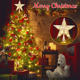 BrizLabs Lighted Christmas Star Tree Topper, 8” Silver Star Xmas Treetop with 10 Lights, UL Certified Plug-in Warm White Tree Topper for Holiday Christmas Tree Decor