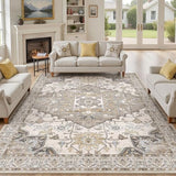 8x10 Area Rugs for Living Room: Non Slip Neutral Washable Brown Rug, Soft Stain Resistant Indoor Floor Carpets for Bedroom Dining Decor Farmhouse Home Office Kid & Pet Friendly