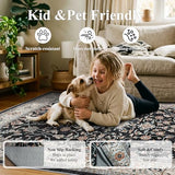 2x3 Washable Hallway Runner Rug - Non-Slip Stain Resistant Runner Rug Durable Kitchen Rugs and Mats Non Skid Waterproof Indoor Carpet Ultra Soft Runner for Living Room Bedroom Bathroom (Black, 2X3)