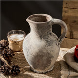 SIDUCAL Ceramic Rustic Farmhouse Vase with Handle, Terracotta Vase, Minimalist Decorative Vases for Home Decor, Table, Living Room, Shelf, Christmas Decoration(Gray)