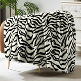 JONIYEAR Soft Fluffy Zebra Print Faux Rabbit Fur Throw Blanket 50" x 60", Luxury Cozy Shaggy Fuzzy Blankets, Reversible Cute Warm Animal Printed Blanket for Women Winter,Washable,Cream White and Black