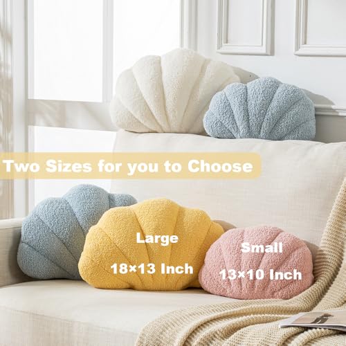 XIAIJIA Seashell Throw Pillows Shell Shaped Pillow White Sea Shell Pillows for Bed Seashell Decorative Pillow Soft Plush Pillow Sea Couch Decoration(13 X 10 inch)