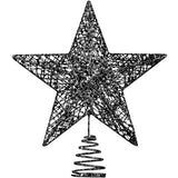 URATOT Glittered Christmas Tree Topper Metal Christmas Treetop Hallow Wire Star Topper for Christmas Home Decoration (8 inches, Black)