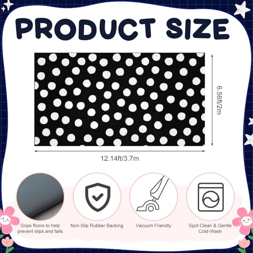 Nuanchu Large Polka Dot Classroom Rug 6.5 x 12.1 ft Black and White Classroom Carpet with Rubber Backing Non-Slip First Day of School Rugs for Playroom Nursery Preschool