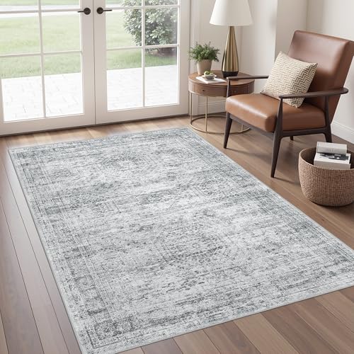 3x5 Rug for Entryway,Washable Area Rug,Grey