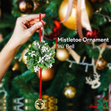 Ornativity Mistletoe Ball Christmas Ornament - Holiday Kissing Mistletoe Bell Hanging Kiss Decoration for Doorway Arch Ceiling Xmas Decor 10"