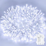 LAMPHOME White Christmas Lights Battery Operated, 34.1FT 100 LED Waterproof String Christmas Tree Lights with 8 Modes, Xmas Decorations for Indoor Outdoor Yard Wedding Home Decor