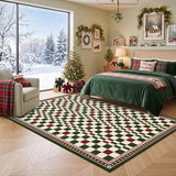 GarveeHome 3x5 Christmas Area Rug Checkered Bordered Throw Rug
