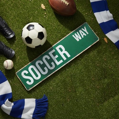 MOSM Soccer Way Metal Street Sign - Vintage Sports Wall Art - Retro 4" x 15" (0.8mm Thick) Al – alternate view