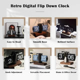 VBESTLIFE Retro Digital Flip Down Clock, Battery Powered Internal Gear Operated Clock, Classic Mechanical, Black Walnut Base, for Home & Office Decor(Black)