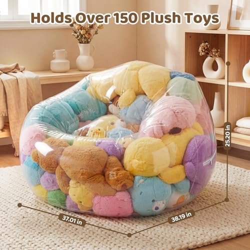 NTYNTY Clear Stuffed Animal Storage Bean Bag Chair for Adults & Kids