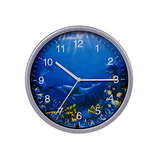 Dolphins Wall Clock 8 Inch Silent Non-Ticking Battery Operated Ocean Clock Easy to Read